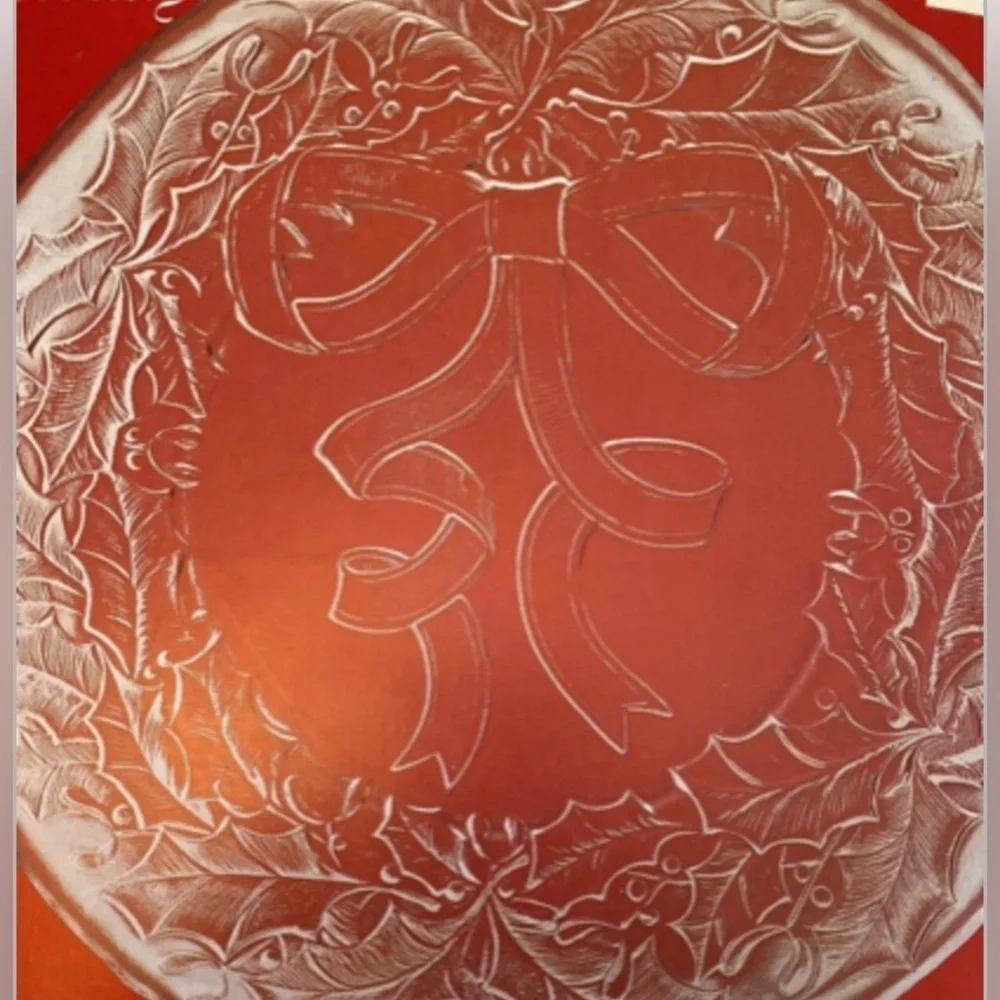 VTG 80s Arcoroc France Glass Holiday Plate 13